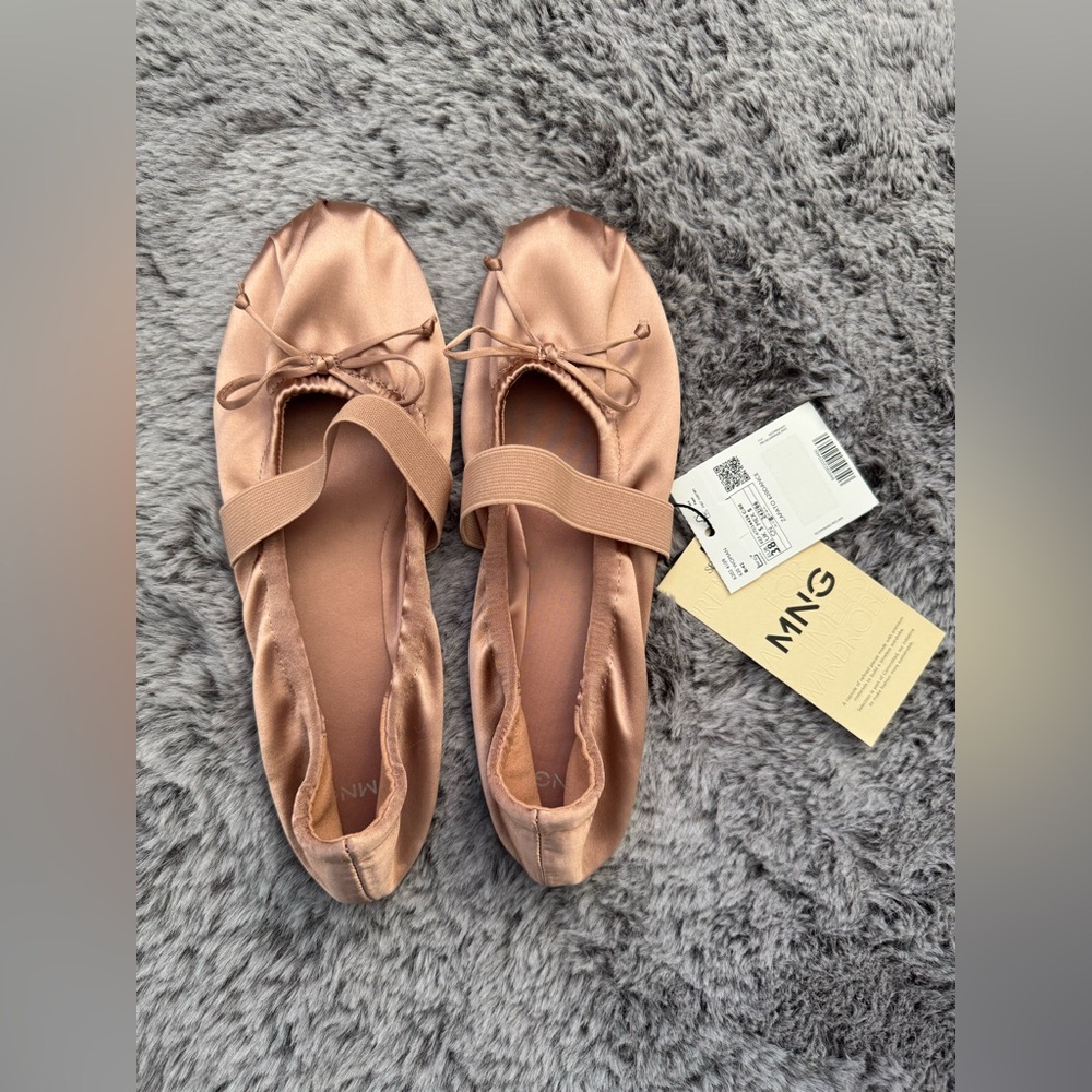 Mango Elastic metallic ballerinas Nude US 7.5